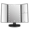 deweisn Tabletop Mount Trifold Lighted Vanity Mirror with 21 LED Lights, Touch Screen and 3X/2X/1X Magnification, Two Power Supply Mode Make up Mirror,Travel Mirror
