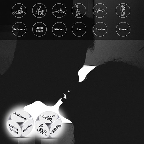 2 PCS Dice Valentines Day Gifts for Him Her Anniversary Decision Dice Gifts for Boyfriend Girlfriend Husband Wife Men Women Christmas Night Game Dice for Adults Party Wedding Birthday