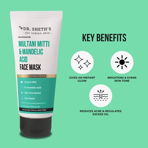 Dr. Sheth's Multani Mitti Face Mask | Suits All Skin Types | Men & Women | 50 g