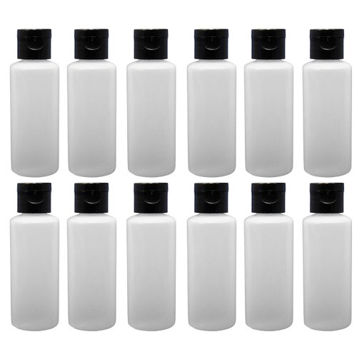 12-2-ounce Travel Bottles with Flip Caps (Black Cap)
