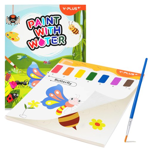 YPLUS Paint with Water Books for Toddlers, Watercolor Painting Paper for Kids Ages, Art Craft Gift for Drawing with Brush Christmas Stocking Stuffers for Kids Toddler - Insect