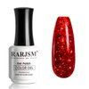 RARJSM Gel Nail Polish Sparkly Red Chunky Shimmer Iridescent Glitter Gel Polish 15ml Holographic Rainbow Effect Led UV Curing Required Soak off High Pigments Gel for Nail Art Christmas Manicure