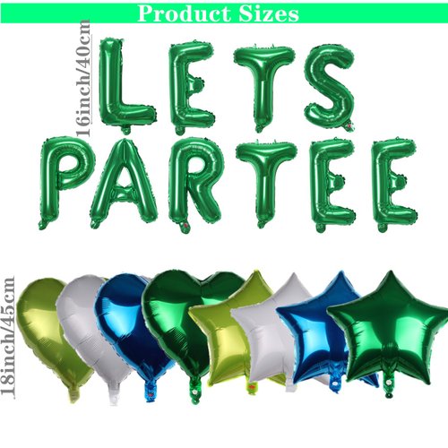 46 Pieces Let's Partee Golf Party Decorations Boys Men Party Balloons Decoration Let's Par-tee Golf Balloons Sport Themed Party Supplies Blue Green Balloons for Birthday Baby Shower Retirement Party