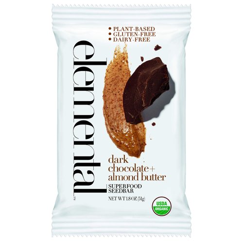Elemental Superfood Seedbars, Dark Chocolate + Almond Butter, 1.8 Ounce - 12 Pack, 100% Certified Organic, Non-GMO Verified, Gluten Free, Dairy Free, Plant Based