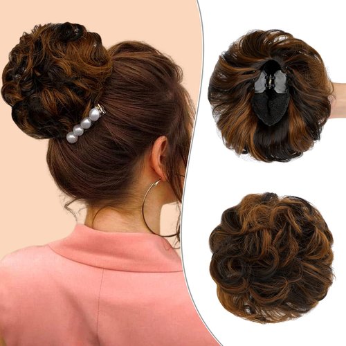 Wodelanle Claw Clip Messy Bun Hair Piece Wavy Hair Bun Curly Messy Bun Hair Piece Synthetic Tousl...