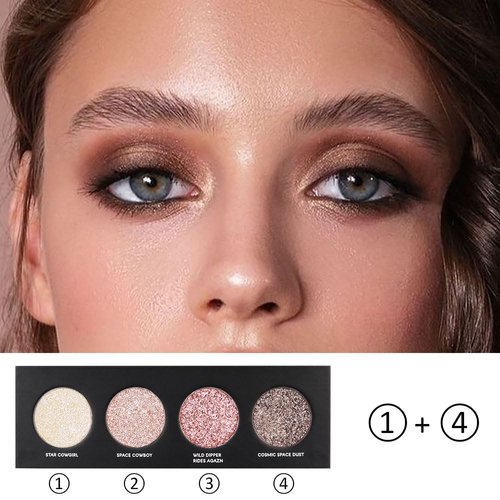 4 Colors Highlight Pink-Purple Eyeshadow Palette, SHANY Cosmetics Shimmer Eyeshadow Palette, Cruelty-Free and Vegan Formula, Glitter Shimmer Eyeshadow for Professional Makeup