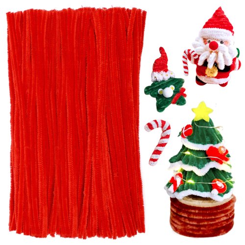 180 Pieces Pipe Cleaners Chenille Stem, Craft Pipe Cleaners, 11.8inch Christmas Pipe Cleaners Chenille Stems for DIY Art Crafts Decorations Supplies (Red)