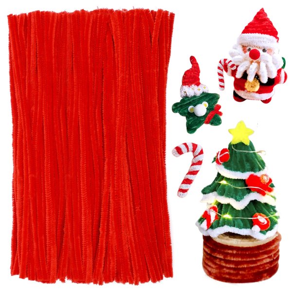 180 Pieces Pipe Cleaners Chenille Stem, Craft Pipe Cleaners, 11.8inch Christmas Pipe Cleaners Chenille Stems for DIY Art Crafts Decorations Supplies (Red)