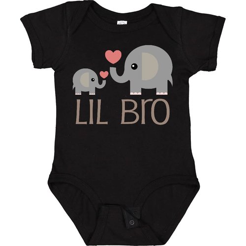 inktastic Lil Bro Matching Elephant Baby Bodysuit 6 Months 0040 Black 1a7a2
