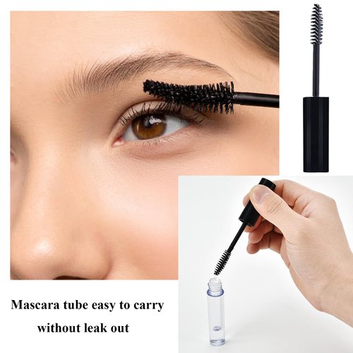 10ml Empty Mascara Tube and Wand, Lip Gloss Tubes with Wand, Eyeliner Tube with Rubber Inserts and Funnels, Airless Pump Bottles Travel Foundation Container (4 Pack)