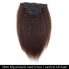 Yaki Hair Clip in Natural Hair Extensions for Black Women Virgin Remy Hair Kinky Straight 12 Inch Dark Brown #2 10"-24" 7 Pcs Double Weft (80g 12'', Brown)
