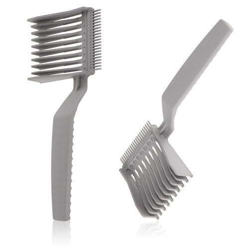 Patty Both Hair Clipper Combs, 2 PCS, Grey, Professional Flat Top, Ergonomic Curved Design, for Men Hair Salon or At Home