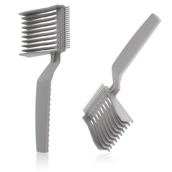 Patty Both Hair Clipper Combs, 2 PCS, Grey, Professional Flat Top, Ergonomic Curved Design, for Men Hair Salon or At Home