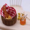 UPKOCH Miniature Food Dollhouse Accessories Decor Set, 1:12 Scale Bread Honey Basket Picnic Cloth Flowers, Tiny Realistic Kitchen Decoration Accessories Mini Room Display Props Models