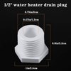 6 Pieces RV Hot Water Heater Drain Plug with Tape, 1/2 Inch NPT Drain Plug White Plastic Drain Plug, Compatible with RV Camper and Atwood Water Heater 11630 91857