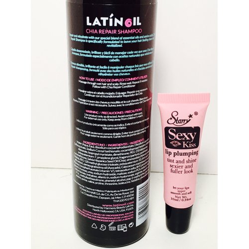 Latinoil Chia Seed Oil Shampoo 8.5 oz, Conditioner 8.5 oz & BB Cream 8.1 oz Set - Free Starry Sexy Lip Gloss 10ml