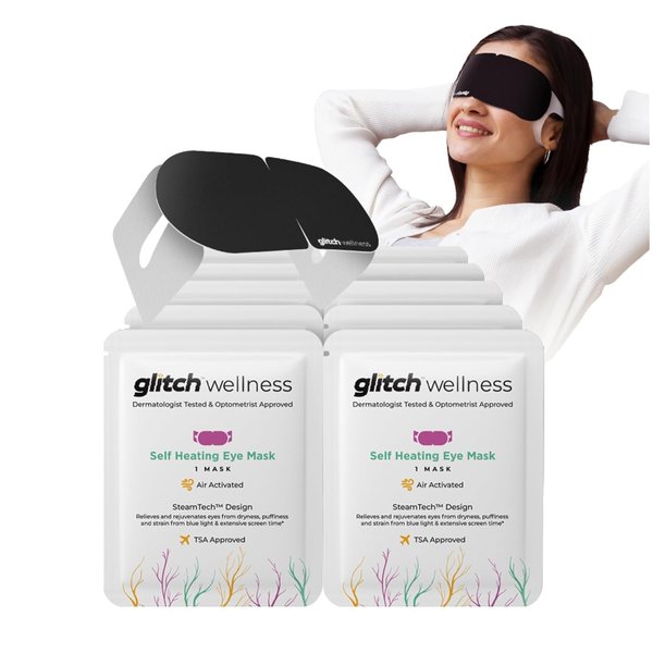 Glitch Steamtech Self Heated Dry Eye Masks - 20 Eye Doctor Approved Warm Eye Compress for Dry Eyes - Disposable Eye Mask for Fatigue & Dryness – Perfect Dry Eye Relief Product, Spa Experience