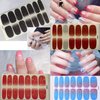 WOKOTO 20 Sheets Full Wraps Nail Art Polish Stickers Strips Set with 1Pc Nail File Gradient Adhesive Nail Decals Design Manicure Tips