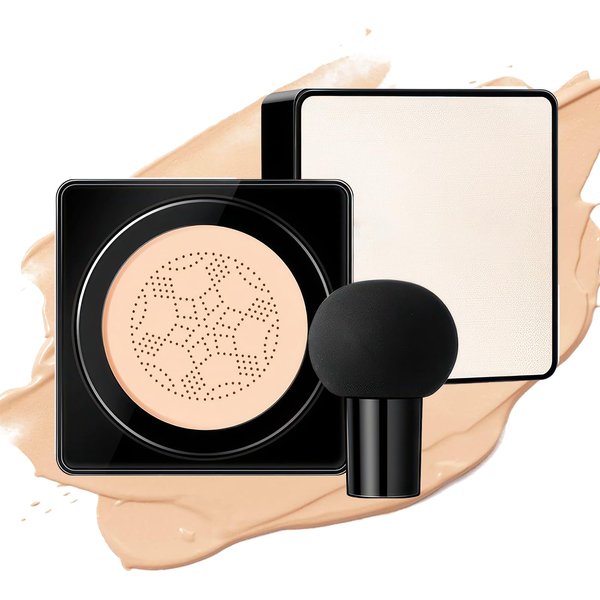 Ursoulney Mushroom Head Air Cushion CC Cream, Long-Lasting Brightening BB Cream Foundation for Face Makeup, Moisturizing Full Coverage Self Adjusting Concealer for Even Skin Tone (Natural, 1 PCS)