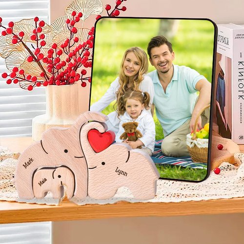 Personalized Wooden Bear Puzzle with 2-8 Names Custom Family Name Puzzle Customized Wooden Puzzle Gifts for Christmas