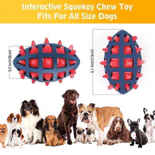CoubonTail Dog Toy Ball, Dog Spiky Toy Ball with Squeaker, for Floating Chewing Fetching and Interactive Play (2pc Kit)