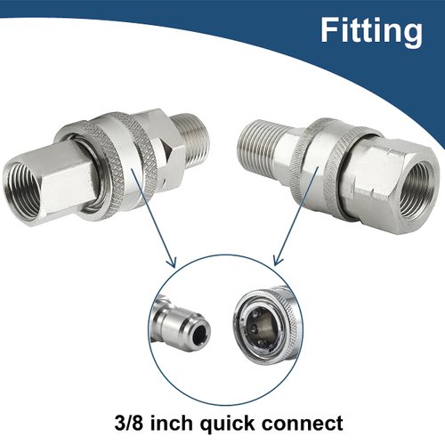 Raincovo Pressure Washer Quick Connect 3/8 Inch, Pressure Washer Fittings, Stainless Steel Adapter Set, Female and Male Thread, 8 Pieces