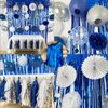 Navy Blue White Silver Party Decorations,46pcs Kit Blue White Silver Balloon Paper Pompom Tassel Garland Men Wedding Baby Bridal Shower Birthday Decor