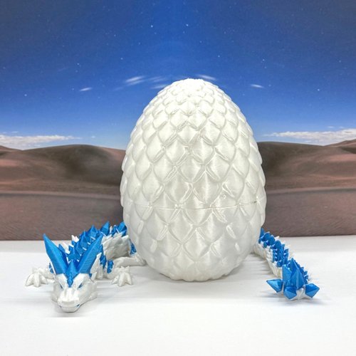 3D Printed Dragon, Articulated Crystal Dragon with Dragon Egg, Fidget ADHD Autism Toy, Executive Desk Toy Home Office Decor D062WB