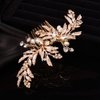 Teyglen Leaf Bride Wedding Hair Comb Bridal Gold Leaves Hair Pieces Dainty Crystal Pearls Side Hair Comb for Bride Handmade Gold Silver Leaf Crystal Headpieces Wedding Hair Accessories for Women Girls