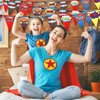 Breling 8 Pcs Hero Birthday Party Banner Hero Birthday Party Decorations Hero Paper Pennant Banner Garland Decor for Kids Boys Birthday Party Supplies Baby Shower Wall Decoration
