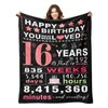 Sweet 16 Gifts for Girls, 16th Birthday Gifts for Girls, 16 Year Old Girls Birthday Gift Ideas, Gifts for 16 Year Old Girls, Teenager Girl Gift Ideas, 16 Birthday Decorations for Girls Blanket 50"x60"