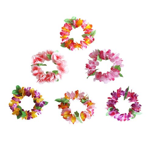 BPNHNA 6PCS Hawaiian Wreaths Headband Tropical Luau Flower Headpiece Leis, Thicker Floral Crown for Summer Beach Pool Party Decorations Favors Supplies