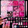 3D Pink Nail Charms Bulk Gummy Bear Butterfly Bow Assorted Nail Charms Set Planet Cherry Gems Cute Heart Star Pearls Nail Charms for Nail Art DIY Supplies Accessories