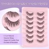 Natural Lashes False Eyelashes 14mm Strip Eyelashes Soft Wispy Lashes Thin Memory Band Volume Eye Lashes Pack C Curl Natural Eyelashes Fake Lashes 7 Pair EVENTILL