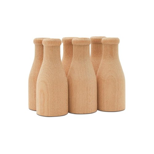 Wooden Milk Bottle, 2 inch, Pack of 25, Small Unfinished Cargo Drums, Perfect for Miniatures, Scale Models, Mini Train Making or Woodworking Craft Projects, by Woodpeckers