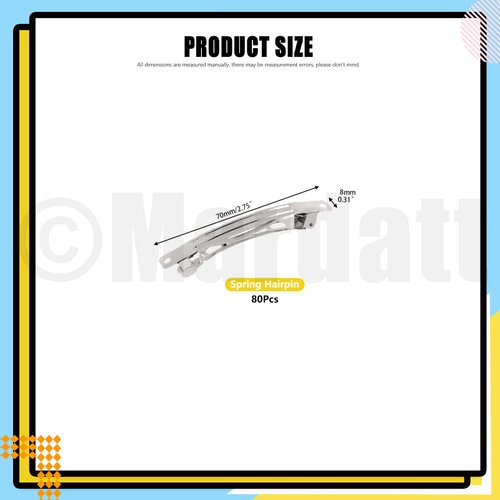 Mardatt 80 Pcs French Barrette Hair Clips Assortment Set 2.75 Inch Silver Metal Blank Alligator Hairpin Rectangle Craft Bow Clips for DIY Hairdressing Accessories (7 cm)