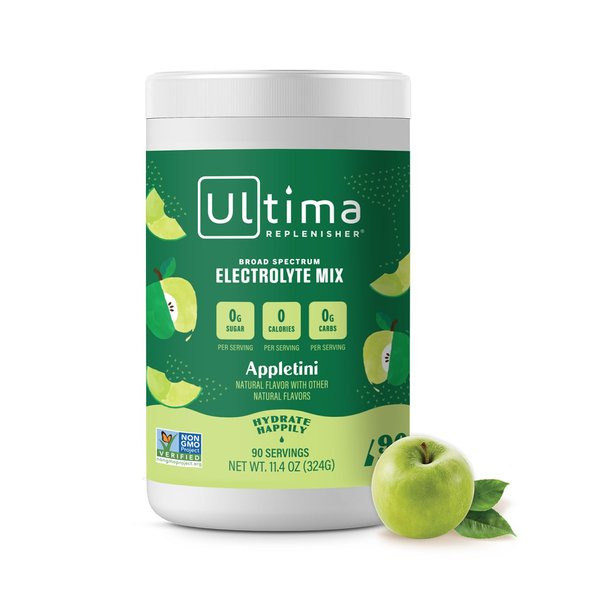 Ultima Replenisher Mocktini Electrolyte Drink Mix – Appletini, 90 Servings – Hydration Powder with 6 Key Electrolytes & Trace Minerals – Keto Friendly, Non- GMO & Sugar-Free Electrolyte Powder