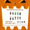Halloween Press on Nails Medium Almond Fake Nails Nude Full Cover Green Spider Web Nightmare Before Christmas Nails Rhinestones False Nails with Designs Acrylic Artificial Nails for Women Girls 24Pcs