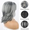 Jolelyne Ombre Blonde Highlight Bob Layered Wigs with Curtain Bangs for White Women Synthetic Short Straight Ombre Blonde Shaggy Wig Light Brown Mixd Blonde Wig for Black Women