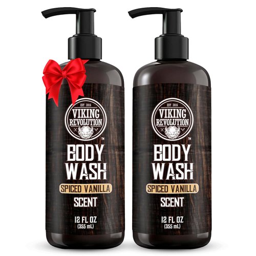Viking Revolution Men's Body Wash - Spiced Vanilla Mens Body Wash - Mens Natural Body Wash for Men with Vitamin E and Rosemary Oil - Shower Gel Body Wash Men (12 Fl Oz, Pack of 2)