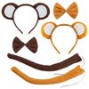 Halloween Monkey Ears Headband Bow Tie Tail Brown Monkey Hair Hoops Bands Women Bowtie Animal Headpiece Hairband Christmas Xmas Cosplay Holiday Festival Parade Dress Up Birthday Party Accessories