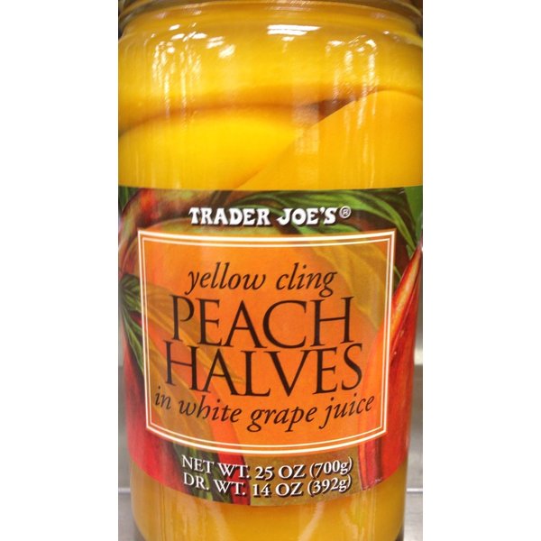 Trader Joe's Yellow Cling Peach Halves in White Grape Juice