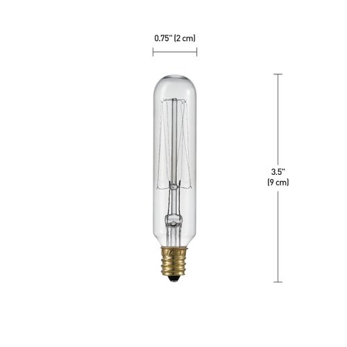 Globe Electric 80151 40W Vintage Edison Mini Tube Clear Glass Dimmable Incandescent Light Bulb 4-Pack, E12 Base, 210 Lumens, Edison Bulbs, Vintage Light Bulbs, E12 Light Bulb, Home Improvement
