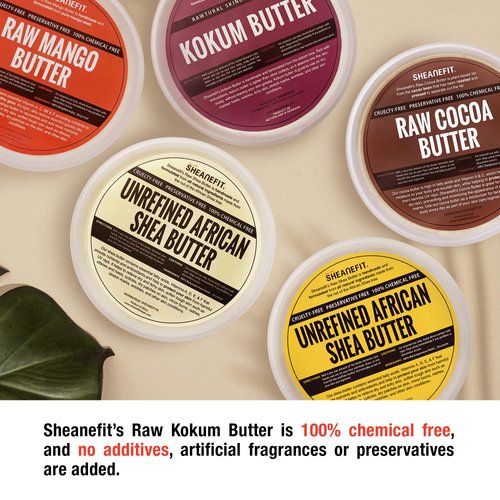 Sheanefit Raw Natural Kokum Butter, Natural Body Butter, Quick Absorbing Daily Moisturizer For Face & Body (1 POUND - PACK OF 1)