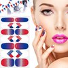 JERCLITY 224 Pieces 16 Sheets 4th of July Nail Wraps Independence Day Nail Polish Strips with Nail File Patriotic American Flag Nail Strips Self-Adhesive Solid Color Nail Stickers for Memorial Day