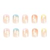 Hkanlre Square French Press on Nails Short Cute Fake Nails Acrylic Flower False Nails for Women and Girls 24PCS