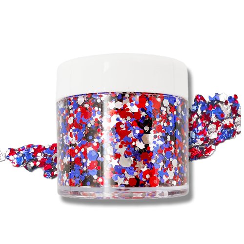 Patriotic 4th of July Glitter Gel for Body, Face, Hair and Lip, Color Changing Glitter Gel Under Light (4th of July)