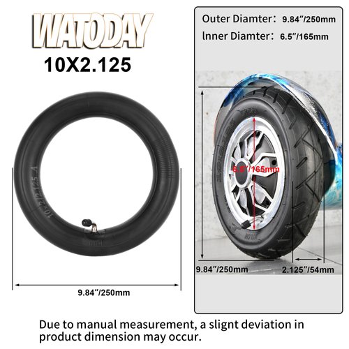 10 x 2.125 (10 Inch) Inner Tube Replacement for 2-wheel scooter Electric Scooter Durable Thick Road Bike, TR87 Angled Valve Stem, 2 Pack