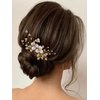 JONKY Flower Wedding Hair Comb Pearl Hair Pieces Gold Leaf Headpieces Bridal Crystal Hair Accessories for Women