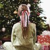 Christmas HOHO Ribbon Decor Ponytail Hair Streamer Girls Elastic Hair Tie Bands Handmade Pigtail Pony Holder Stuff Teens Toddler Party Dress Outfit Accessory Xmas Gift